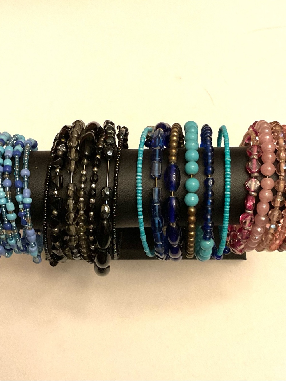 Lot of Four Stacked Beaded Wrap Bracelets Large Wrist Plus Size